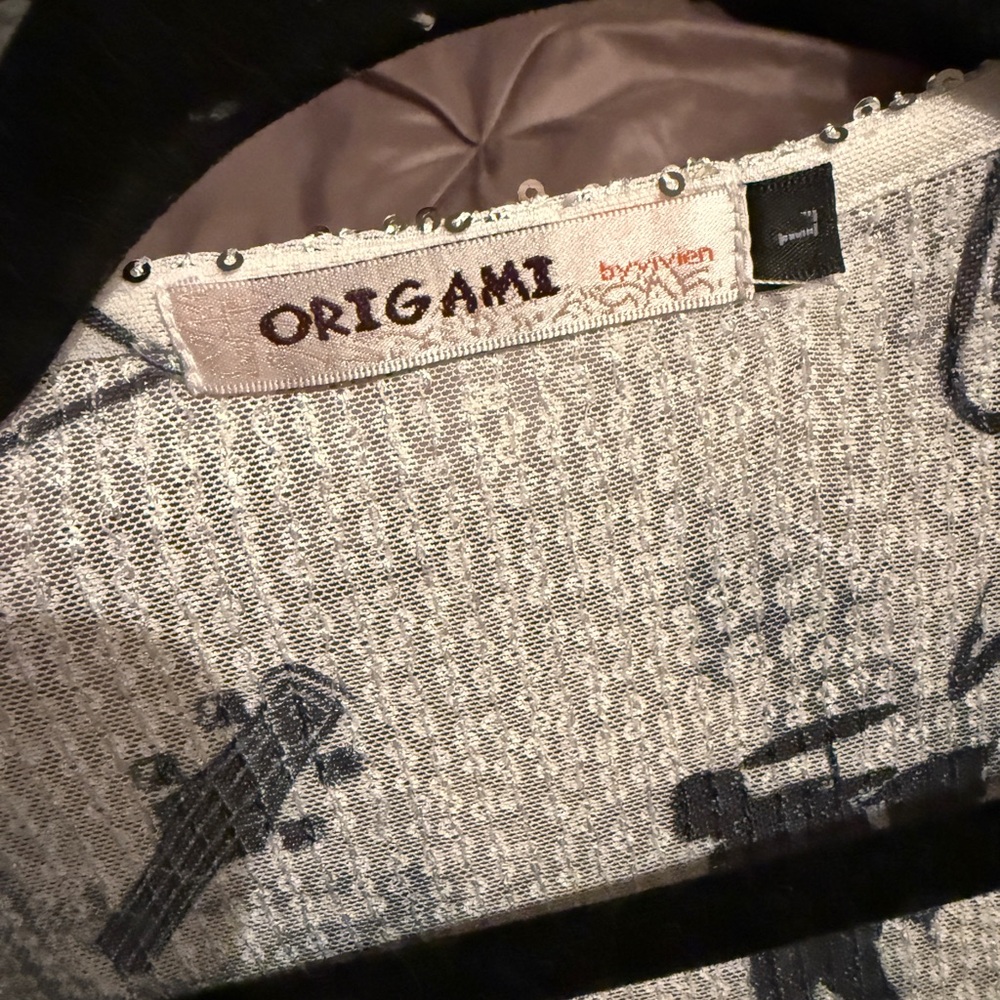 Origami Gray and Black Patterned Jacket with blin… - image 2